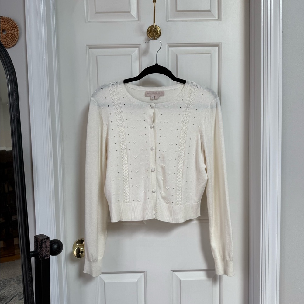 GalMeetsGlam Elegant Cream Cardigan Sweater